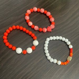 Orange Buddha set of bracelets
